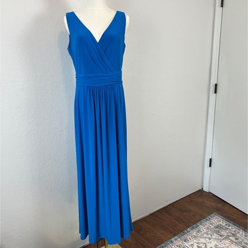 Ralph Lauren Maxi Dress Womens 8 Blue Stretch Old Money Formal Preppy Bridesmaid